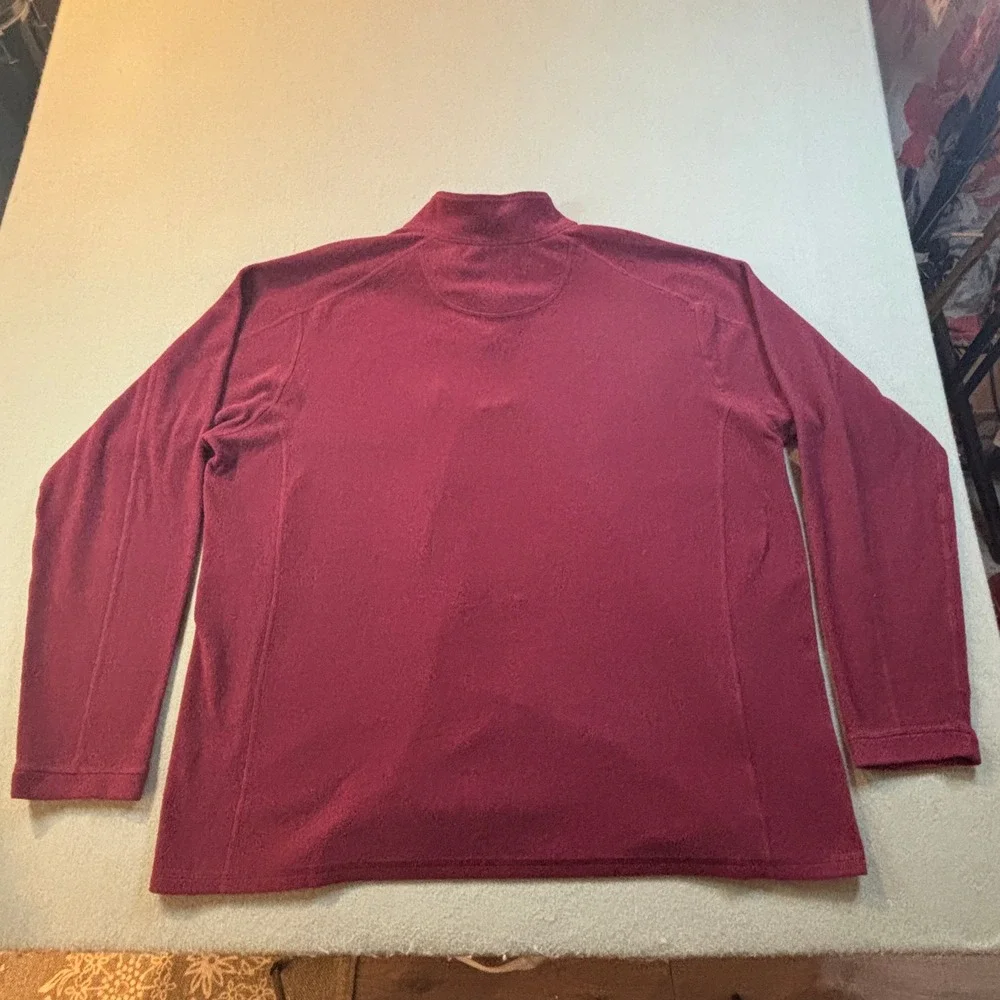 LL Bean 1/4 Quarter Zip Fleece Pullover Mens XXL TALL Burgundy Red Outdoor